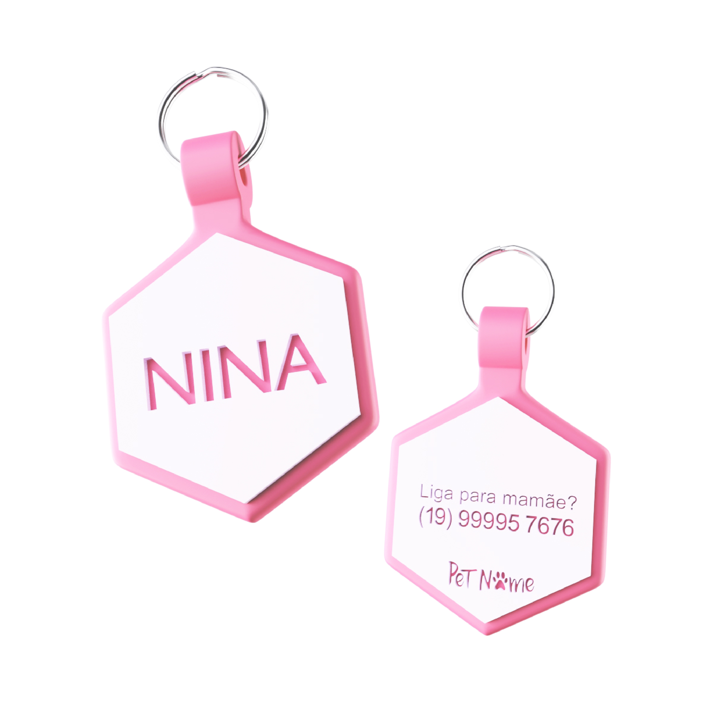 Tag Hexágono Pink Glow